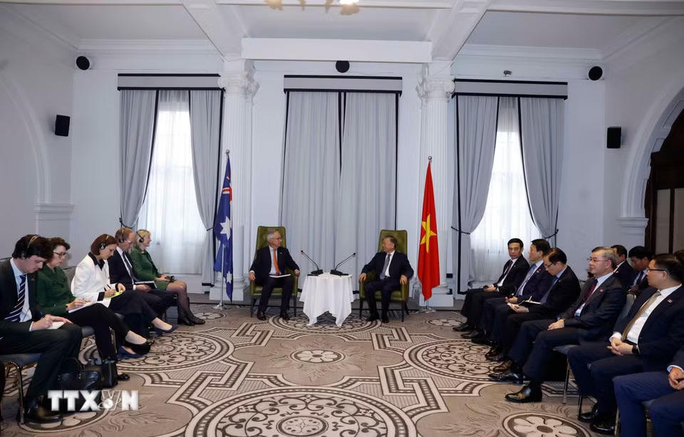 Tổng Bí thư, Chủ tịch nước Tô Lâm tiếp ông Nicolas Moore, Đặc phái viên của Chính phủ Australia về Đông Nam Á. (Ảnh: Thống Nhất/TTXVN)