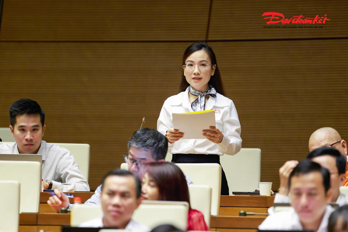 Đại biểu Lưu Thị Thuý Hằng phát biểu (Ảnh: Quang Vinh)