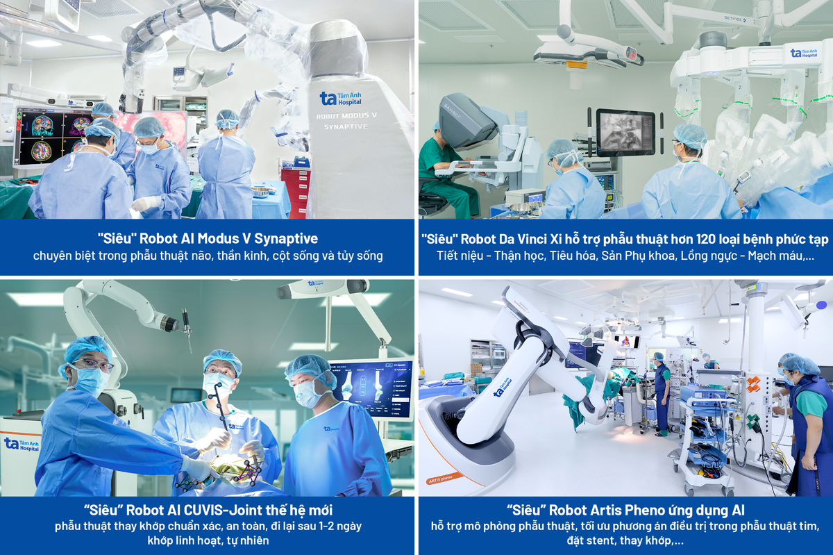 Hệ thống Bệnh viện Đa khoa Tâm Anh phát triển hệ sinh thái y tế công nghệ cao, tích hợp các hệ thống robot hiện đại và AI phục vụ chẩn đoán, điều trị, phẫu thuật đa chuyên khoa. Ảnh: Bệnh viện Đa khoa Tâm Anh.