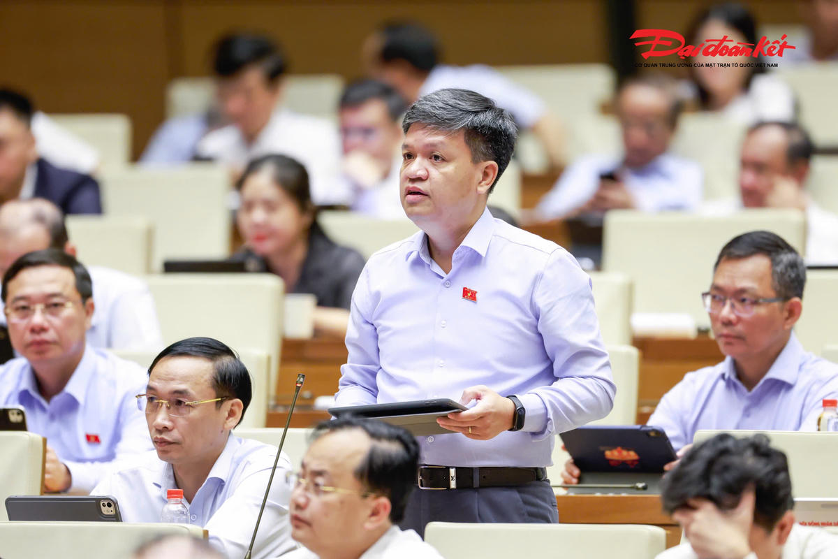 Đại biểu Tạ Đình Thi phát biểu (Ảnh: Quang Vinh)