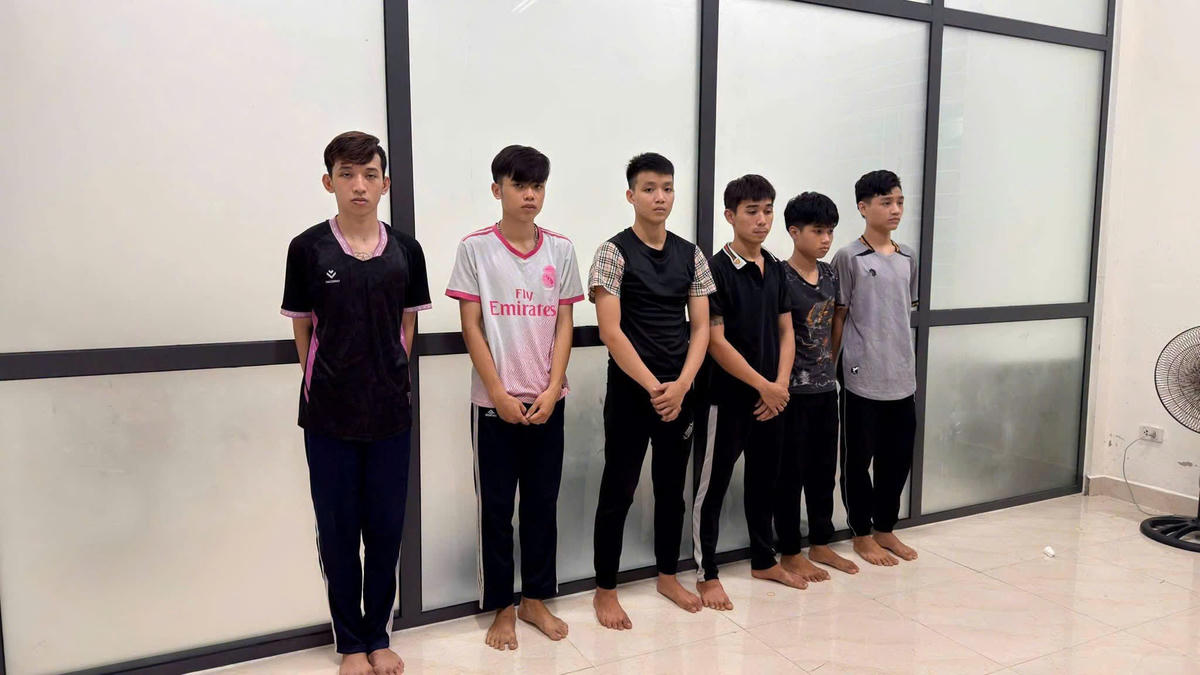 Các đối tượng tại cơ quan điều tra. Ảnh: CA Đà Nẵng.