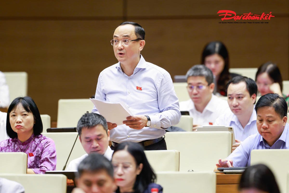 Đại biểu Nguyễn Ngọc Sơn, đoàn TP Hải Phòng phát biểu. Ảnh: Quang Vinh