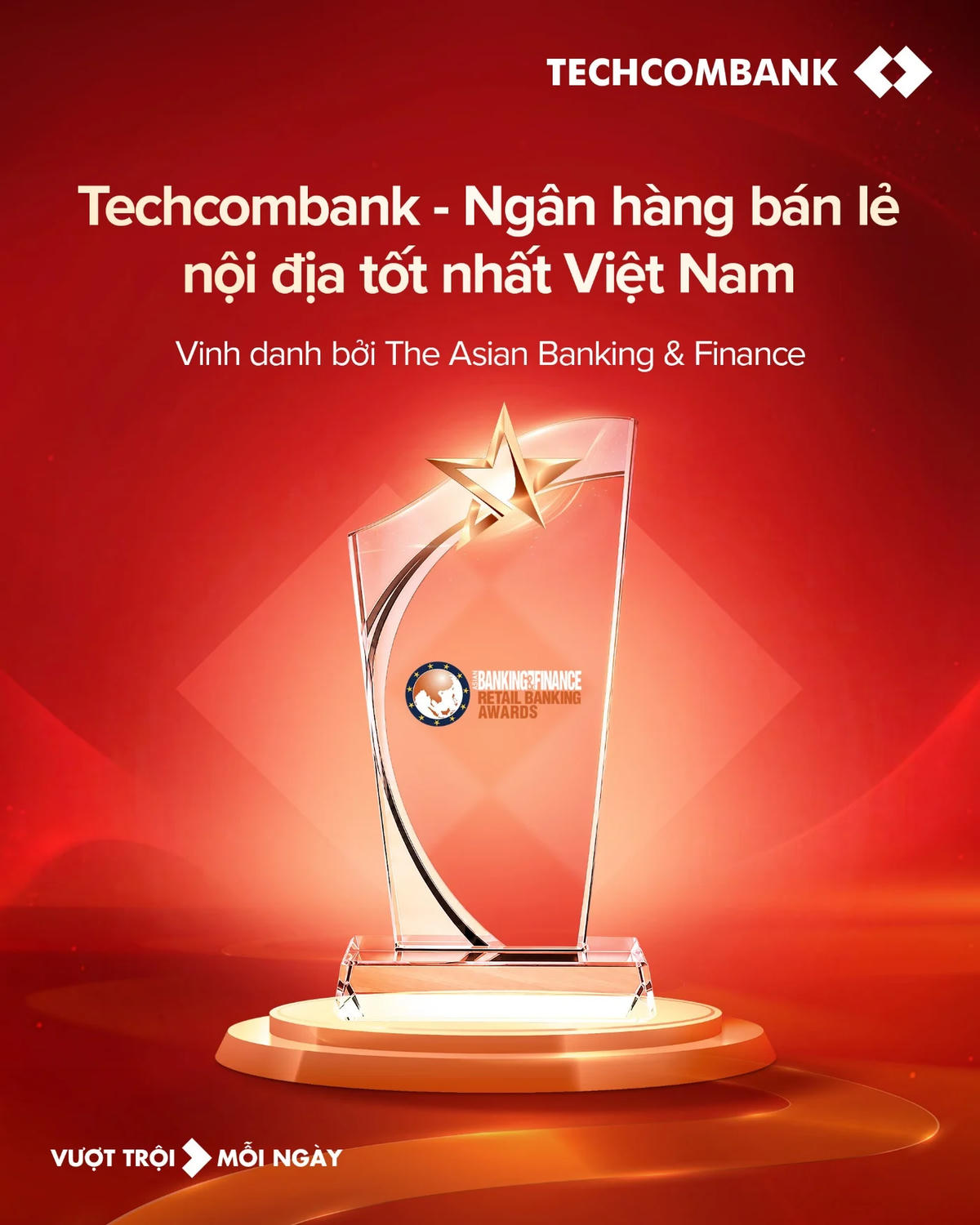 Techcombank năm thứ 5 liên tiếp đạt giải thưởng Ngân hàng Bán lẻ nội địa tốt nhất Việt Nam. Ảnh Techcombank.