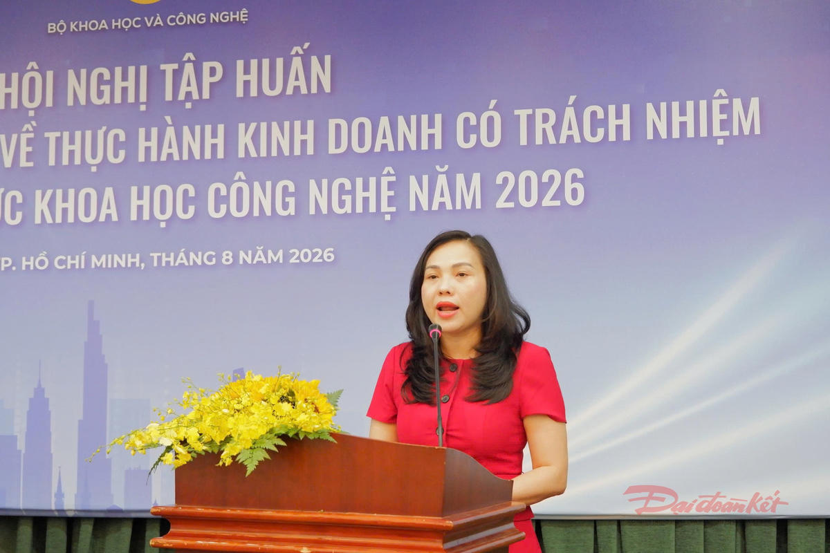 Bà Nguyễn Thị Thu Trang, Phó Vụ trưởng Vụ Pháp chế (Bộ Khoa học và Công nghệ) phát biểu. Ảnh: TL