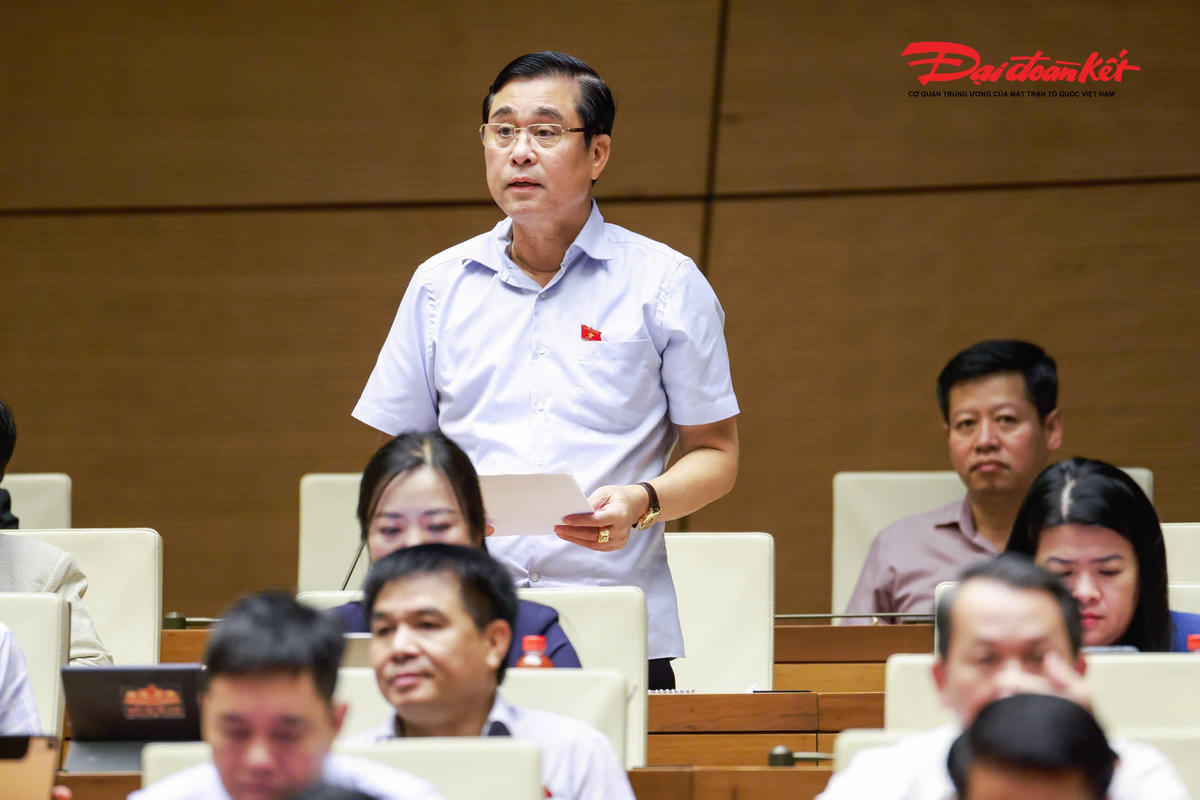 Đại biểu Nguyễn Cao Sơn, đoàn Phú Thọ phát biểu. Ảnh: Quang Vinh