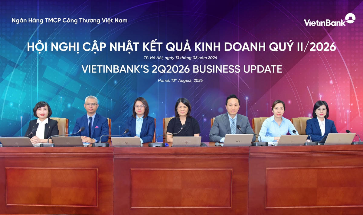 TV.HĐQT Phạm Thị Thanh Hoài chủ trì (ở giữa) Hội nghị&nbsp;cập nhật kết quả kinh doanh quý II/2026 của VietinBank