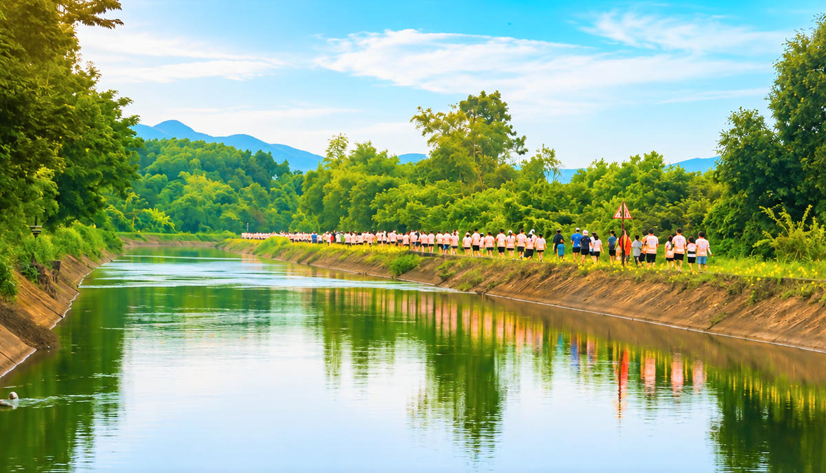 Vận động viên tham gia cự ly 12 km tại Giải chạy cộng đồng “Run To Share-Khám phá Phú Ninh”. Ảnh: NT.