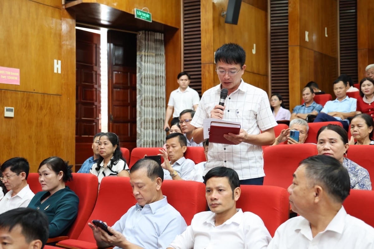 Ông Lương Chí Dũng - Chủ tịch Ủy ban MTTQ xã Mỹ Thái phát biểu. Ảnh: Thái Nhung