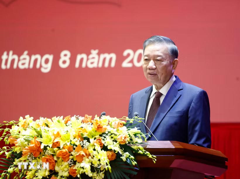 Giáo sư-Tiến sỹ Tô Lâm, Tổng Bí thư, Chủ tịch nước phát biểu chỉ đạo. (Ảnh: Thống Nhất/TTXVN).