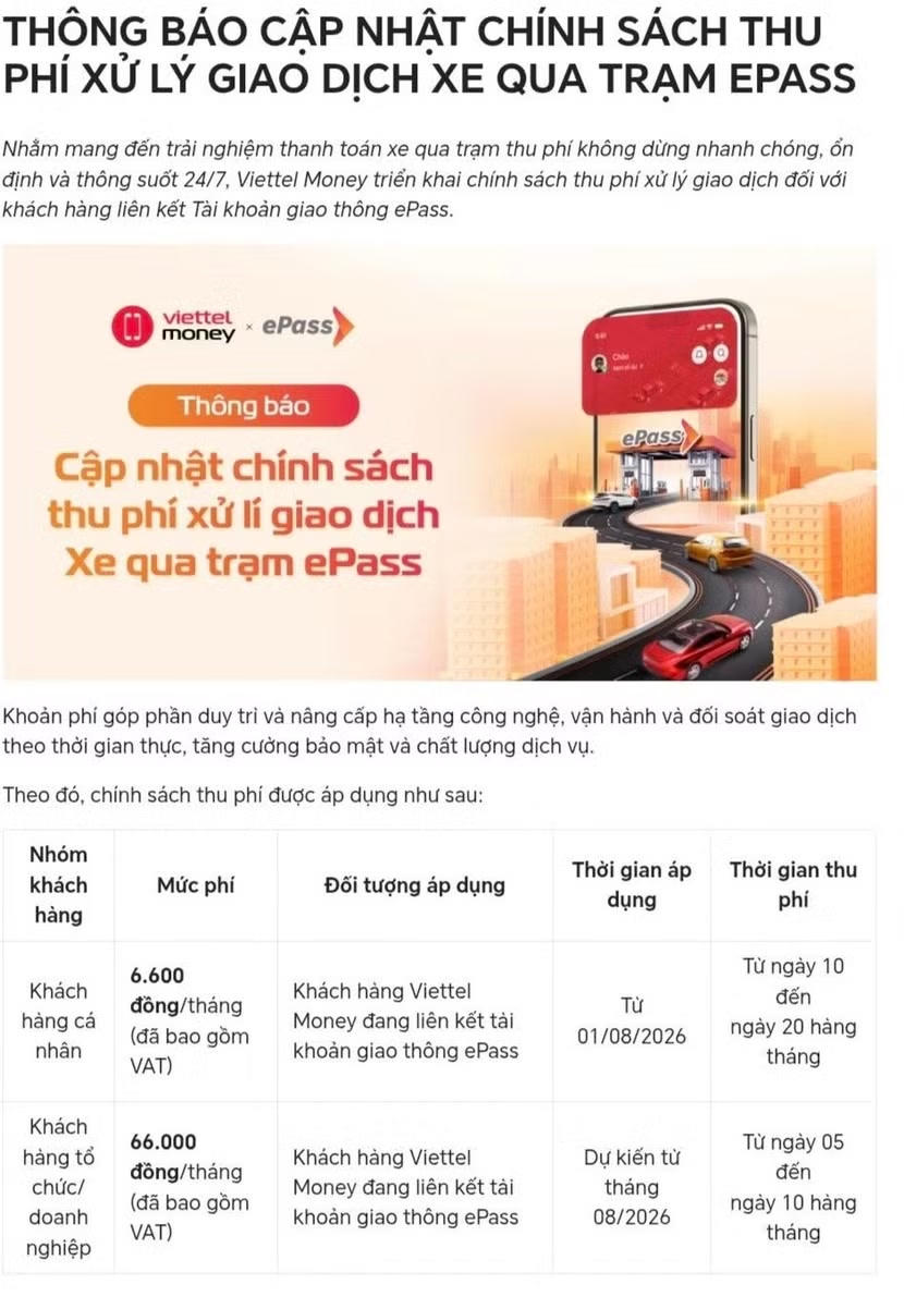 VETC và ePass là hai đơn vị cung cấp dịch vụ thu phí không dừng (ETC) đang được triển khai rộng rãi trên toàn quốc; việc các nhà cung cấp áp dụng phí dịch vụ đang nhận được sự quan tâm của người sử dụng.