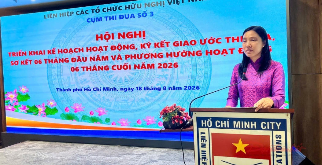 Bà Hà Thanh nhấn mạnh, vai trò chỉ đạo sâu sát của lãnh đạo Liên hiệp các tổ chức hữu nghị Việt Nam và Ủy ban MTTQ Việt Nam TPHCM trong công tác đối ngoại nhân dân. Ảnh: Trần Trung Hiếu.