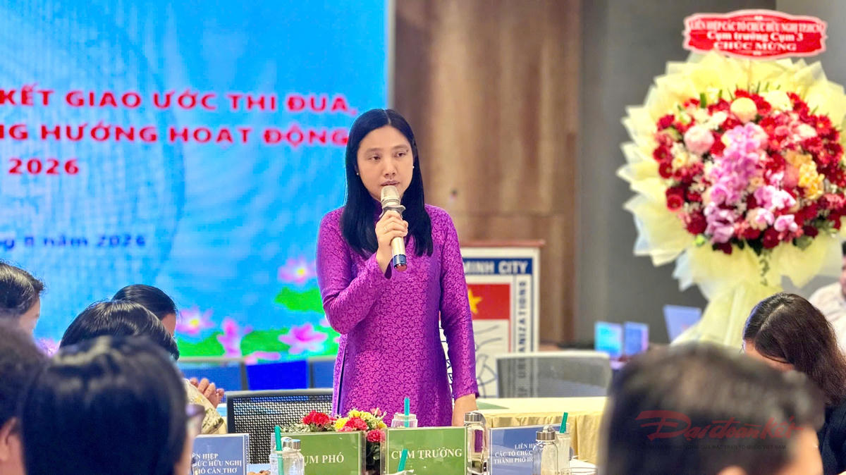 Đại diện Liên hiệp các tổ chức hữu nghị TPHCM, Cụm trưởng Cụm thi đua số 3 phát biểu. Ảnh: Trần Trung Hiếu.