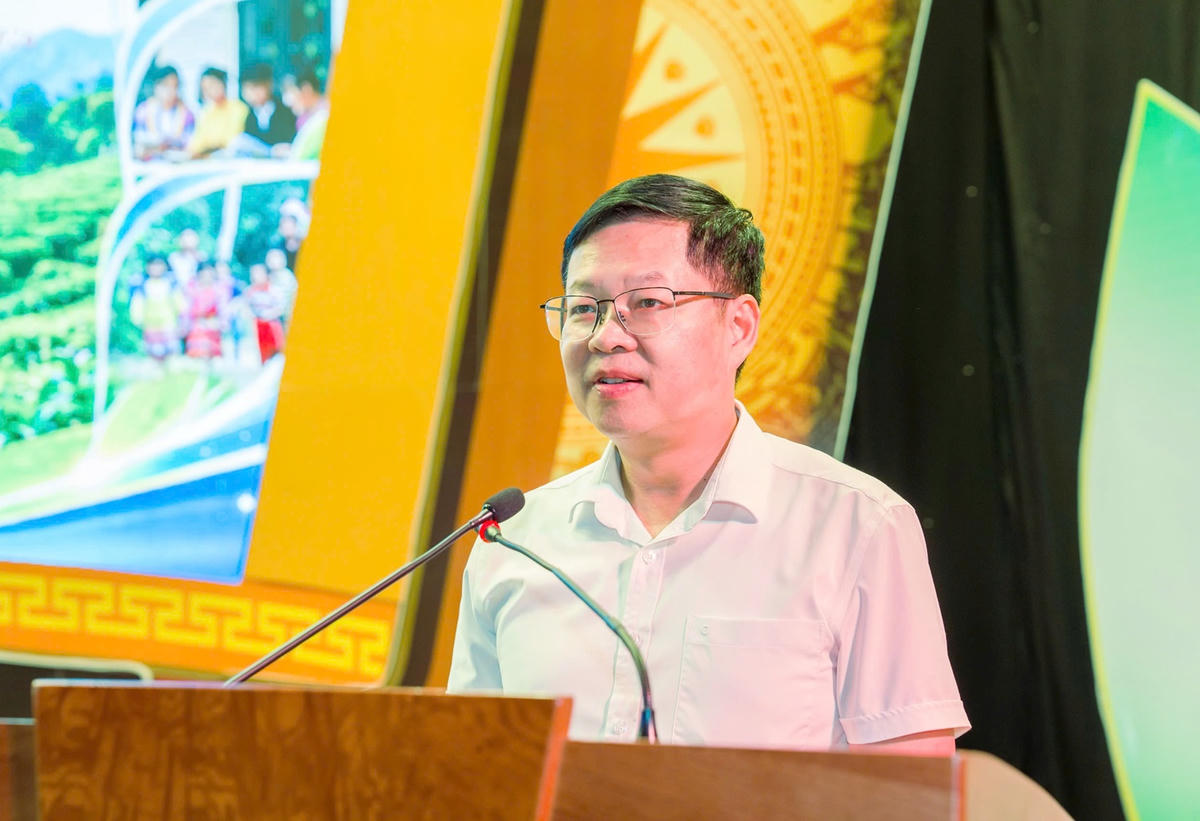 Ông Đinh Quang Tuyên, Phó Bí thư Tỉnh ủy, Chủ tịch Ủy ban MTTQ Việt Nam tỉnh Thái Nguyên phát biểu tại chương trình. Ảnh: TNGOP.