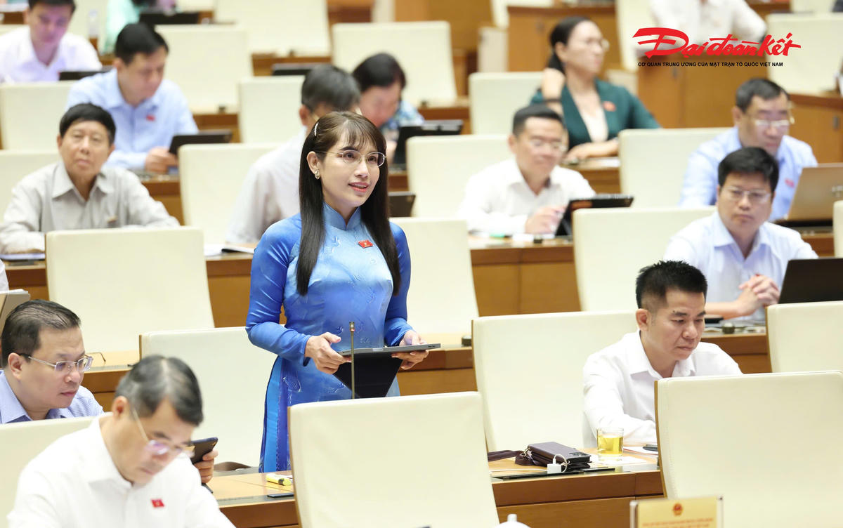 Đại biểu Châu Quỳnh Dao đoàn An Giang phát biểu
