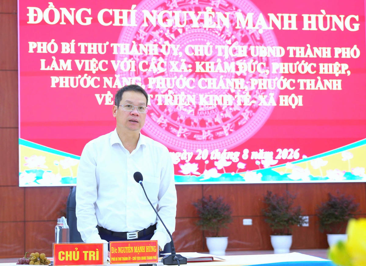 Chủ tịch UBND TP Đà Nẵng Nguyễn Mạnh Hùng phát biểu tại buổi làm việc. Ảnh: VT.