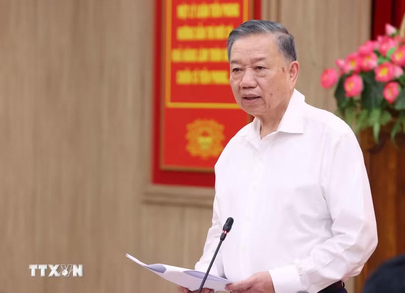 Tổng Bí thư, Chủ tịch nước Tô Lâm phát biểu chỉ đạo tại buổi làm việc với lãnh đạo chủ chốt Học viện Chính trị Quốc gia Hồ Chí Minh. (Ảnh: Văn Điệp/TTXVN).
