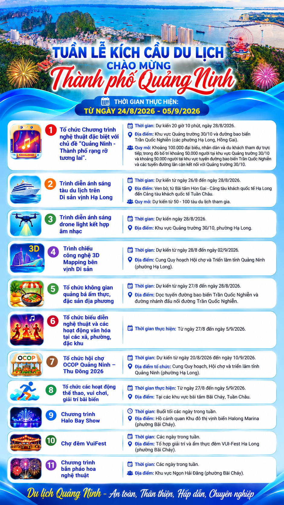 Quảng Ninh tổ chức chuỗi hoạt động kích cầu du lịch chào thành phố mới