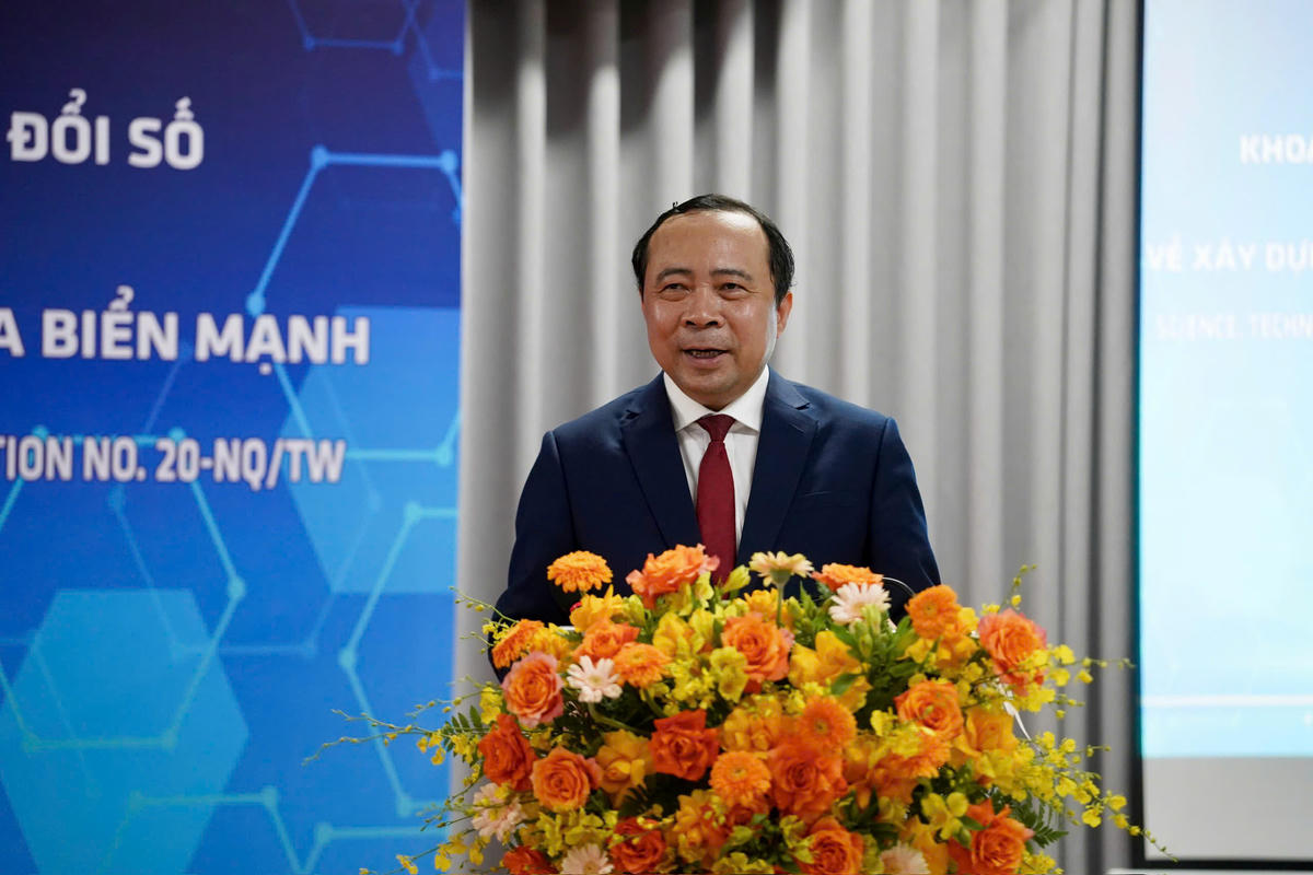 Bộ trưởng Bộ KHCN Vũ Hải Quân phát biểu khai mạc hội thảo.