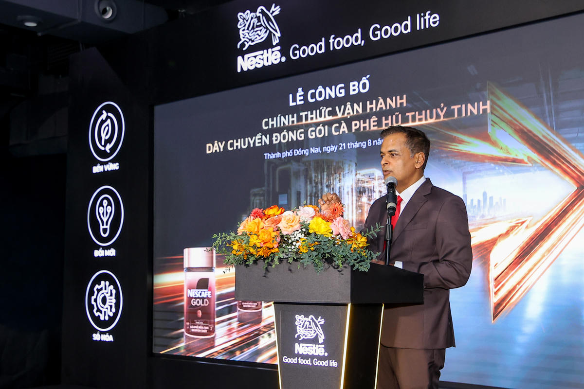 Ông Binu Jacob, Tổng Giám đốc Nestlé Việt Nam phát biểu tại sự kiện.