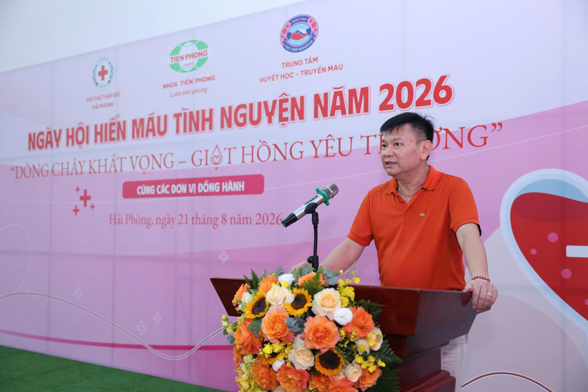 Ông Đặng Quốc Dũng, Chủ tịch HĐQT Công ty CP Nhựa Thiếu niên Tiền Phong phát biểu tại chương trình. Ảnh: PT.
