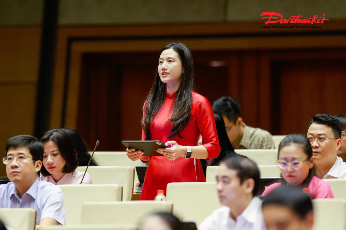 Đại biểu Sí Thị Mai Anh, Đoàn Lào Cai phát biểu.