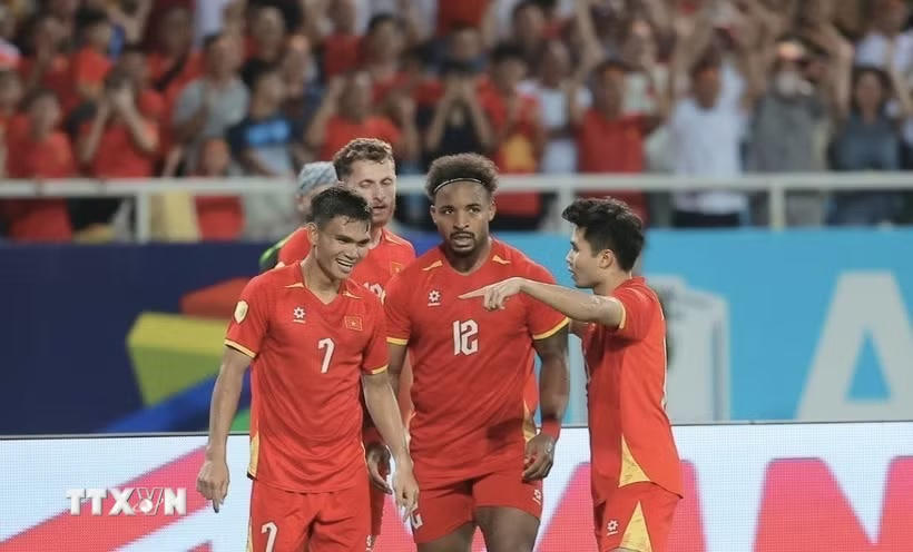 Tuyển Việt Nam tự tin hướng đến trận lượt đi chung kết ASEAN Cup 2026. (Ảnh: Minh Quyết/TTXVN).