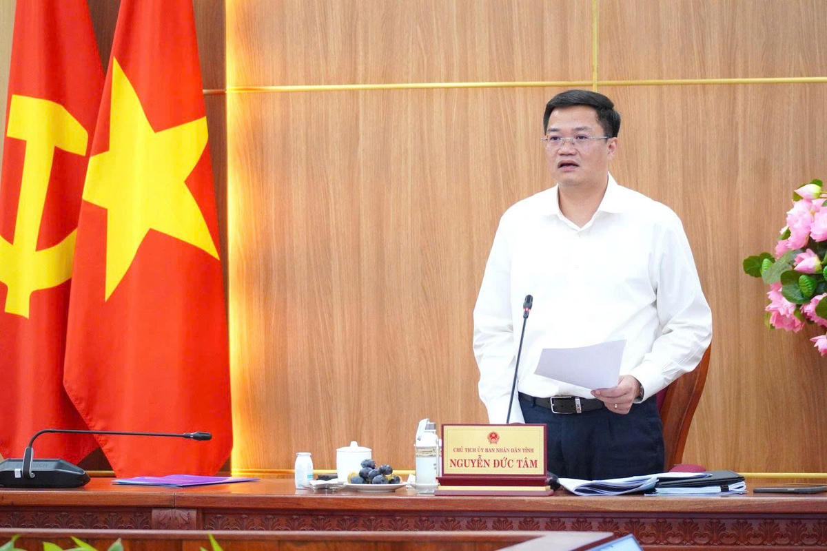 Chủ tịch UBND tỉnh Quảng Ngãi Nguyễn Đức Tâm phát biểu tại buổi làm việc. Ảnh BT.