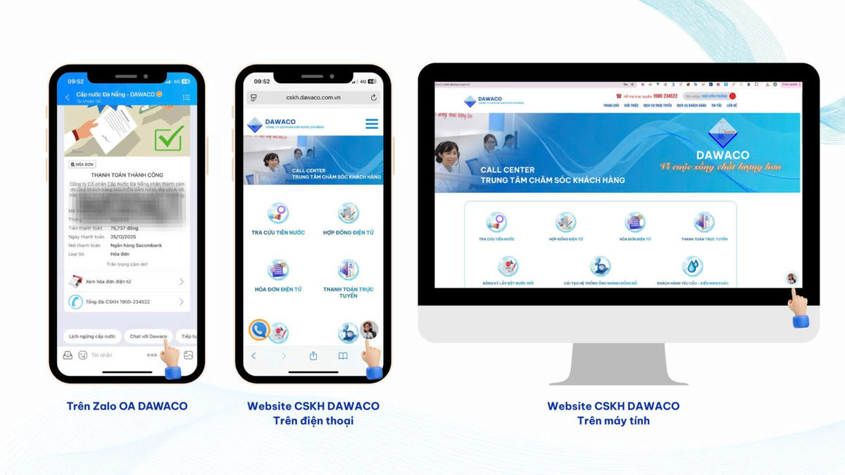 Chatbot AI hỗ trợ khách hàng tra cứu các thông tin về dịch vụ sử dụng nước. Ảnh chụp màn hình.
