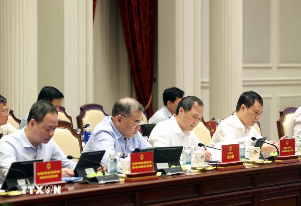 Các đại biểu tham dự cuộc làm việc. (Ảnh: Thống Nhất/TTXVN)