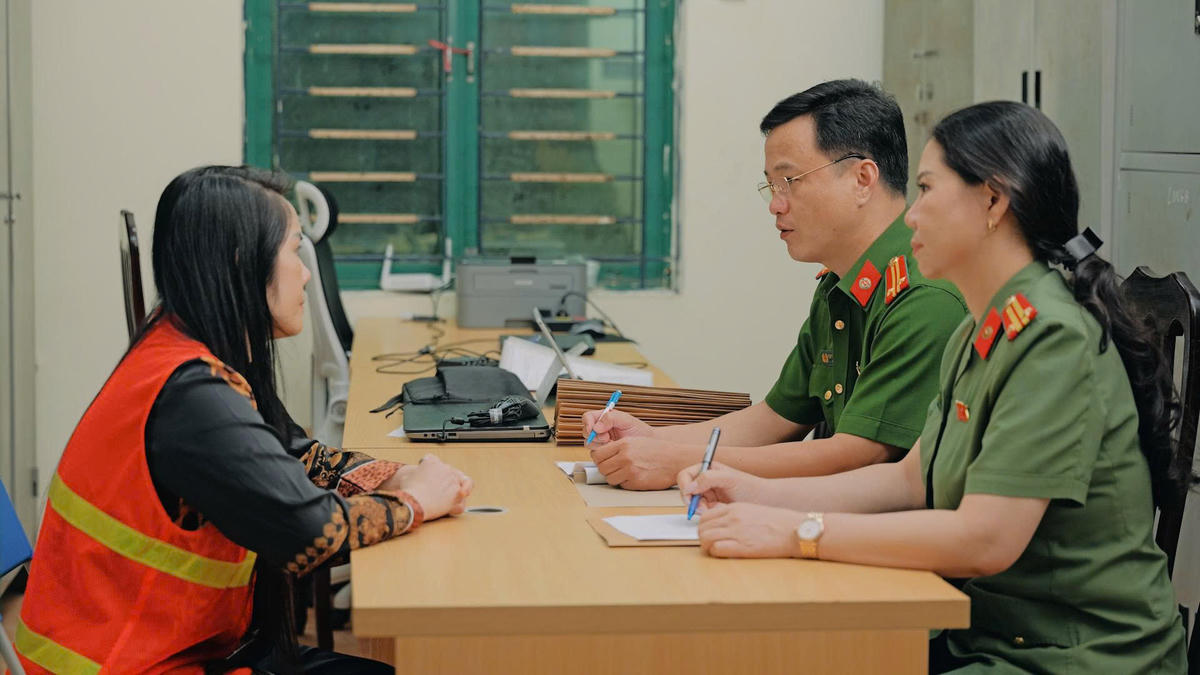 Kiều Thị Thanh tại cơ quan công an. Ảnh: CA