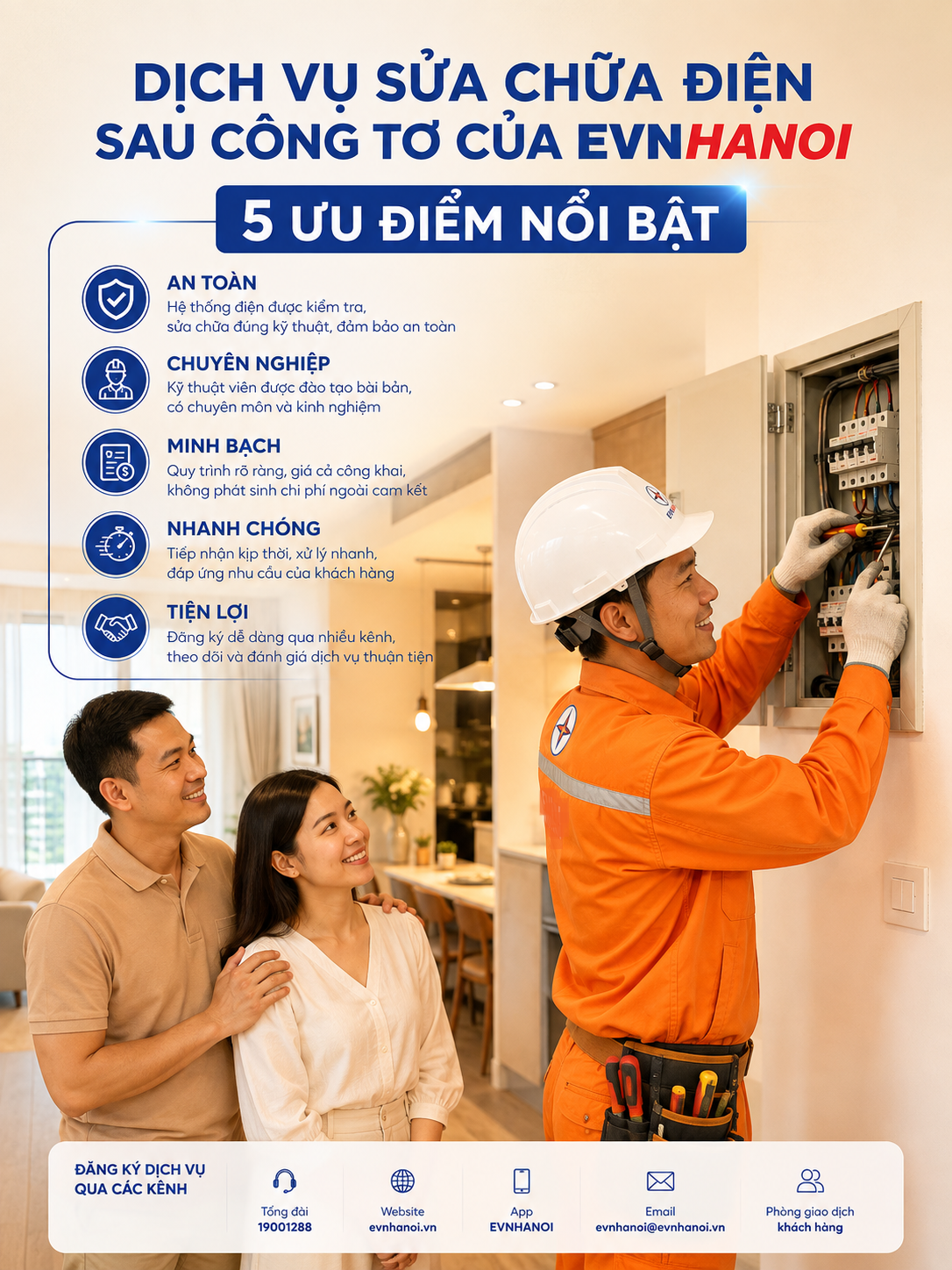Nhiều điểm nổi bật trong các dịch vụ điện của EVNHANOI