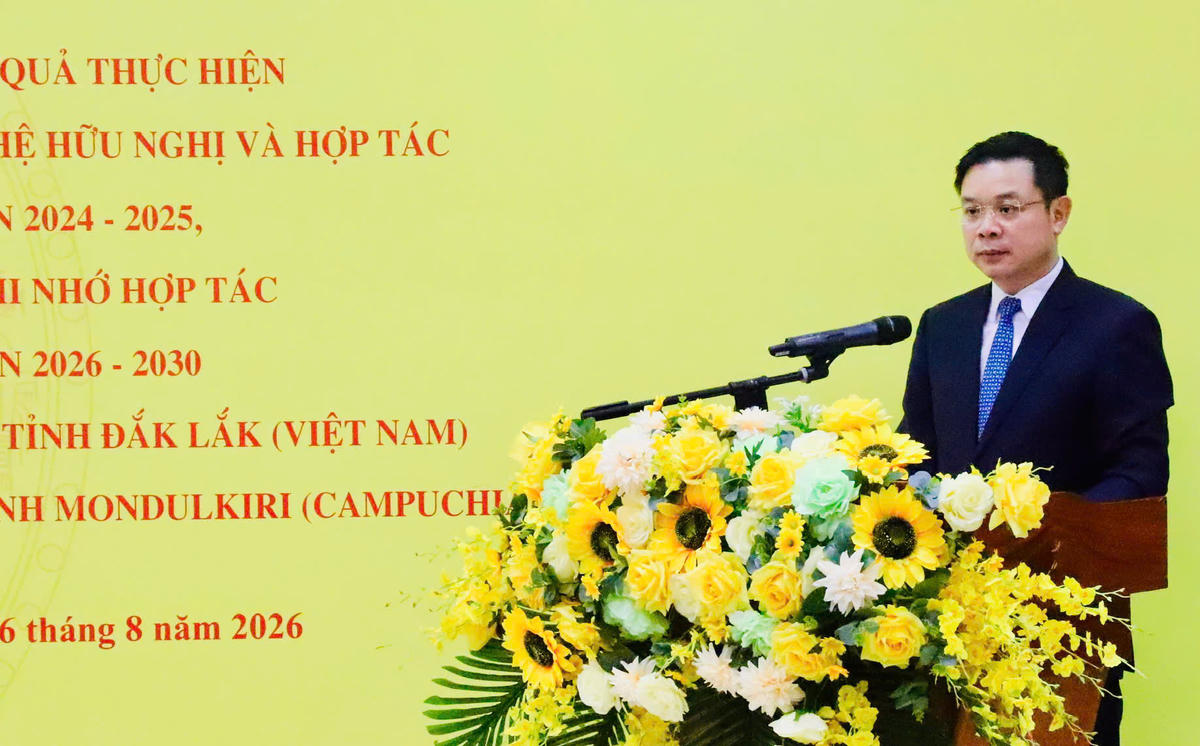 Ông Đỗ Hữu Huy, Chủ tịch UBND tỉnh Đắk Lắk phát biểu. Ảnh: CL.