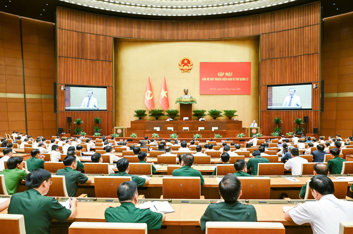 Quang cảnh gặp mặt cán bộ quy hoạch diện Ban Bí thư quản lý. (Ảnh: Duy Linh)