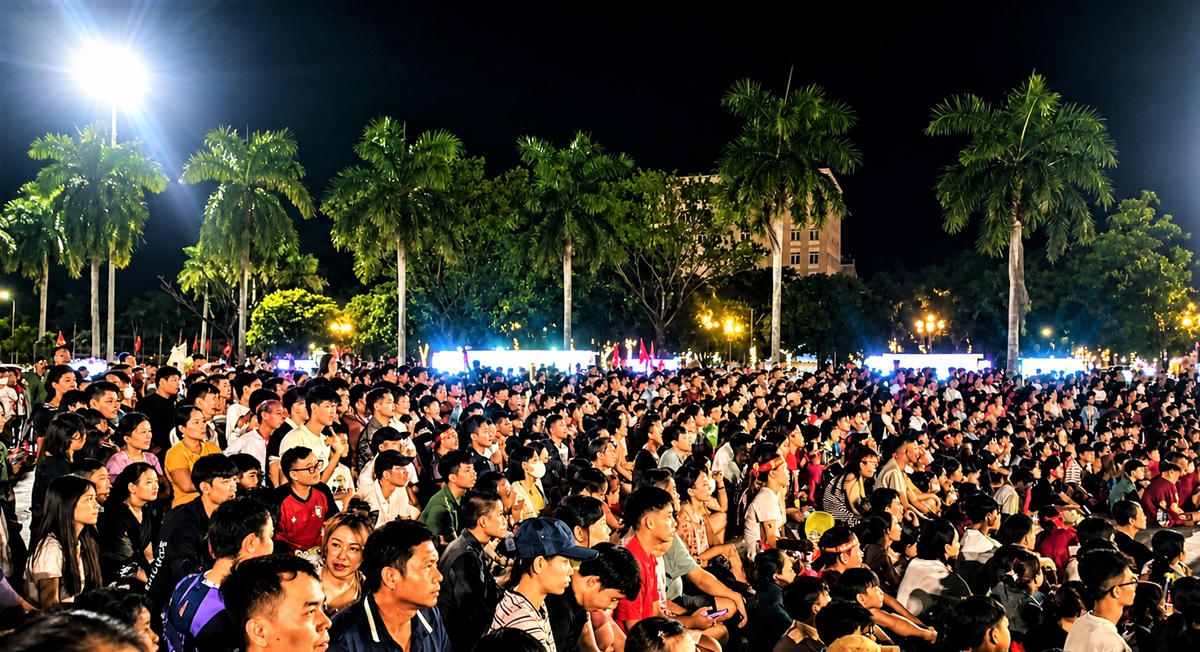 Hàng nghìn người dân TP Đà Nẵng cổ vũ cho đội tuyển Việt Nam. Ảnh: TT.