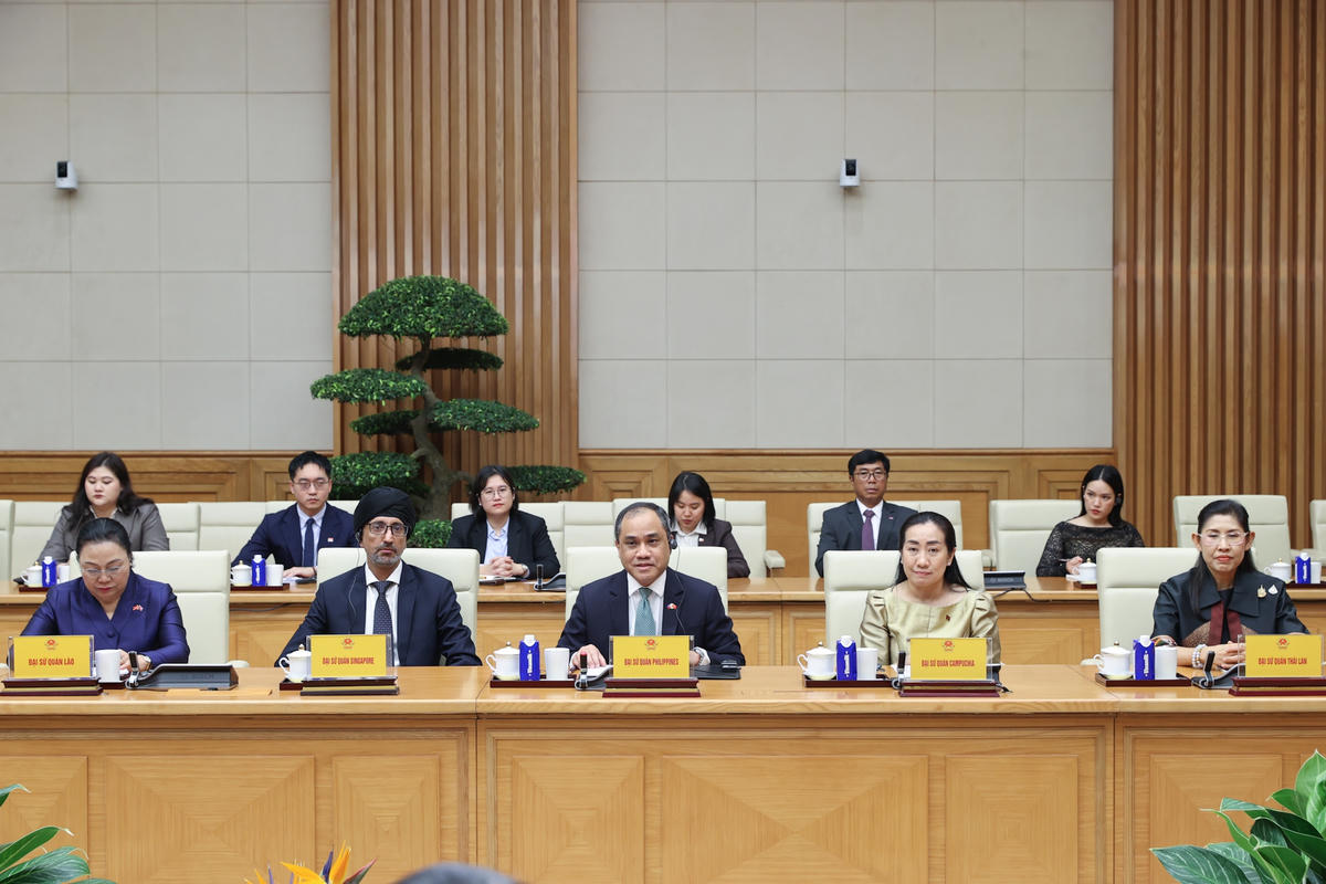Đại sứ, Đại biện các nước ASEAN tại buổi tiếp - Ảnh: chinhphu.vn/Nhật Bắc