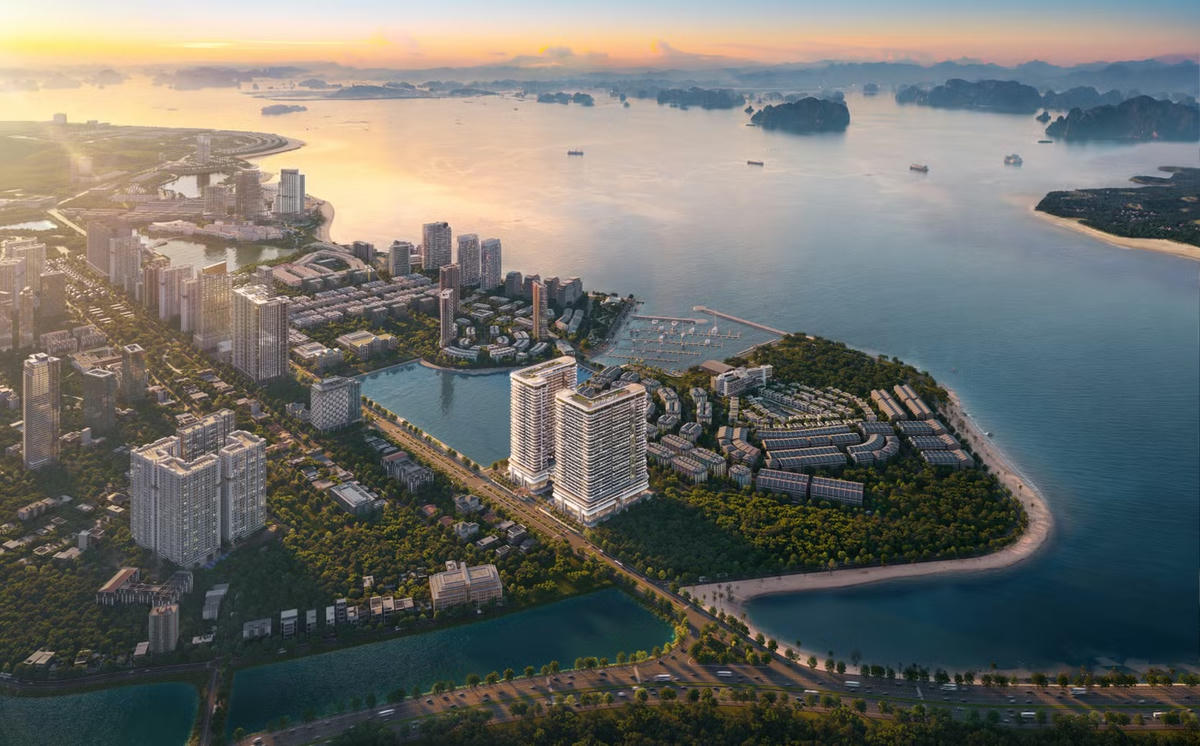 Phối cảnh Tổ hợp công trình dịch vụ thương mại và căn hộ lưu trú tại Khu đô thị dịch vụ Hùng Thắng (phường Bãi Cháy). 