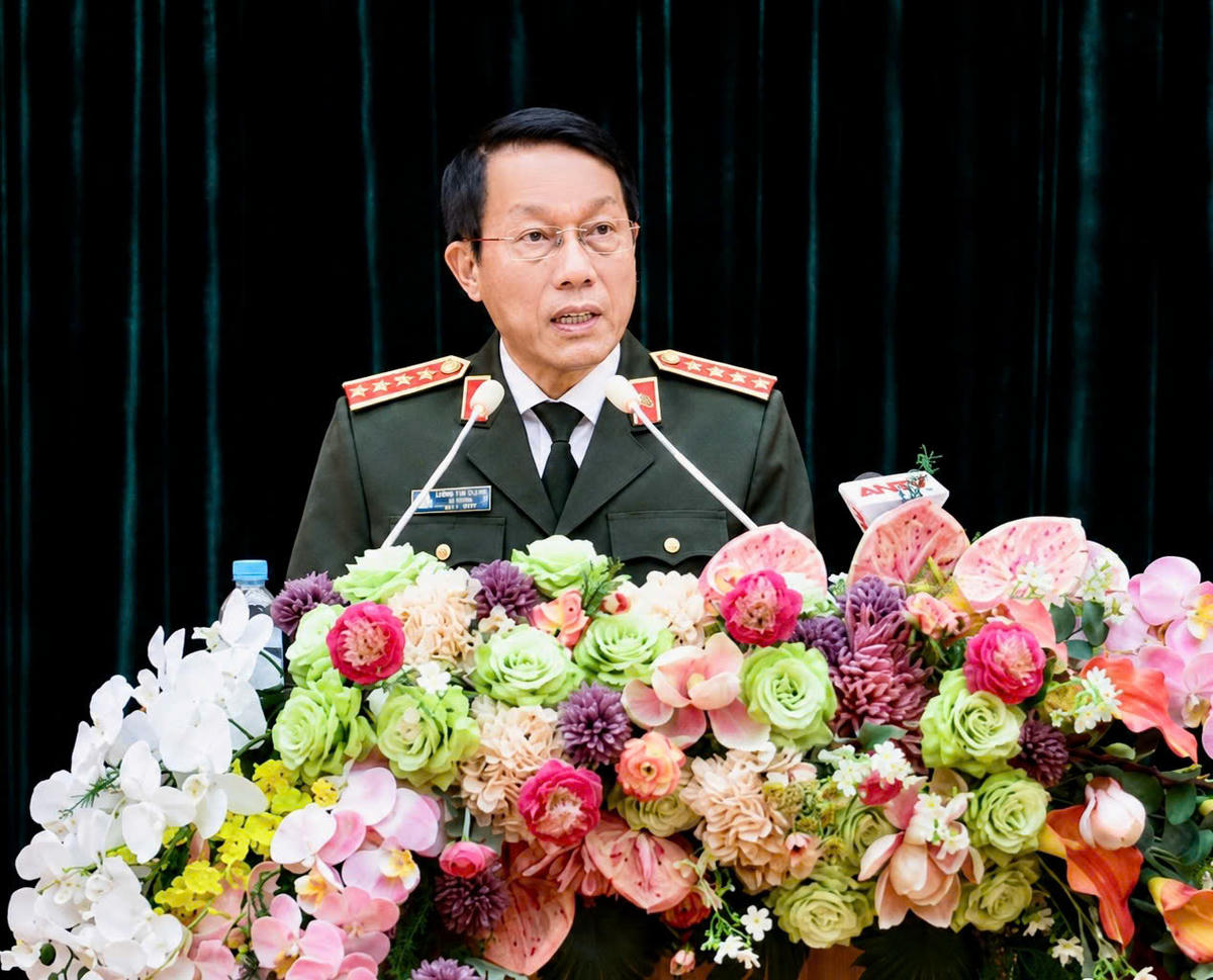 Đại tướng Lương Tam Quang, Bộ trưởng Bộ Công an phát biểu tại buổi lễ. Ảnh: Công an Quảng Ninh.