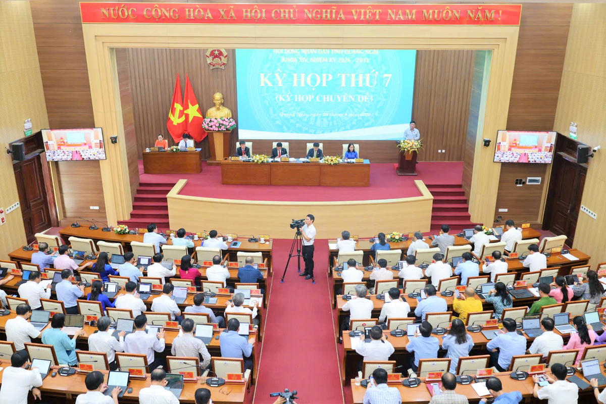 Quang cảnh kỳ họp thứ 7, HĐND tỉnh Quảng Ngãi khóa XIV, nhiệm kỳ 2026-2031. Ảnh: TT.
