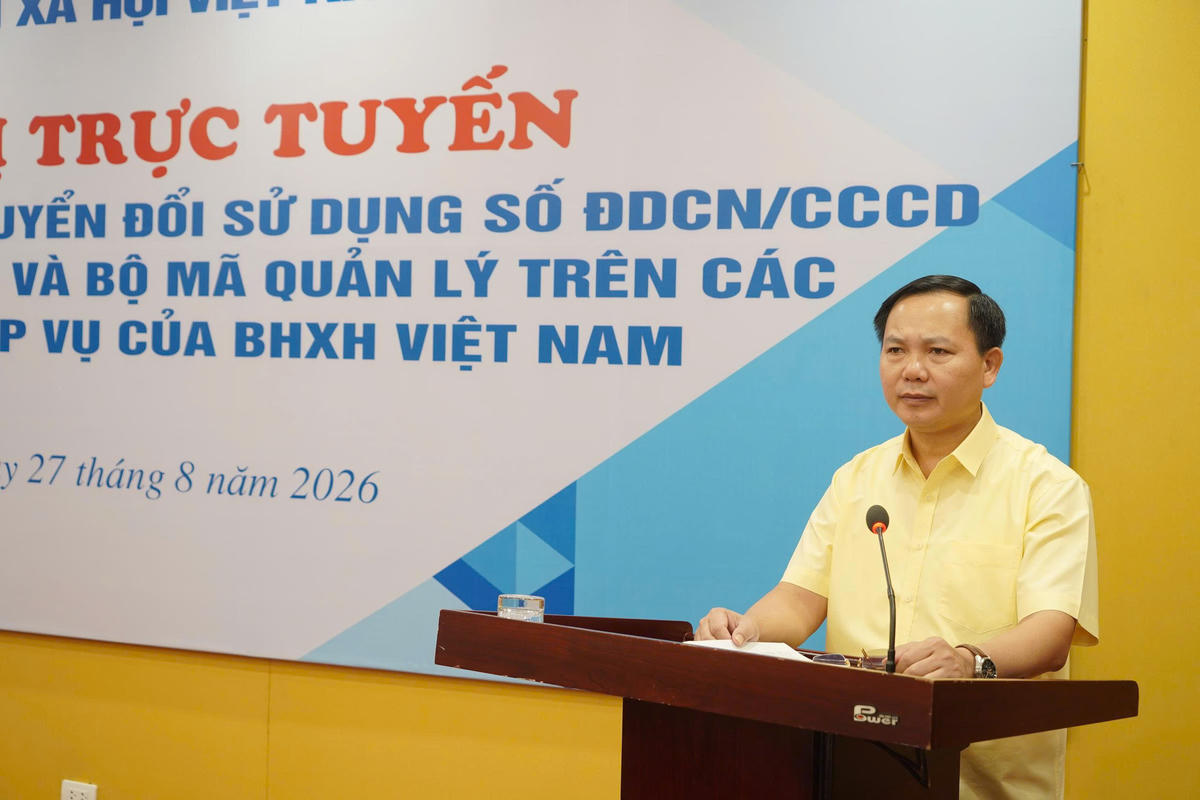 Phó Giám đốc BHXH Việt Nam Chu Mạnh Sinh phát biểu chỉ đạo tại Hội nghị. Ảnh: Ngọc Yến.