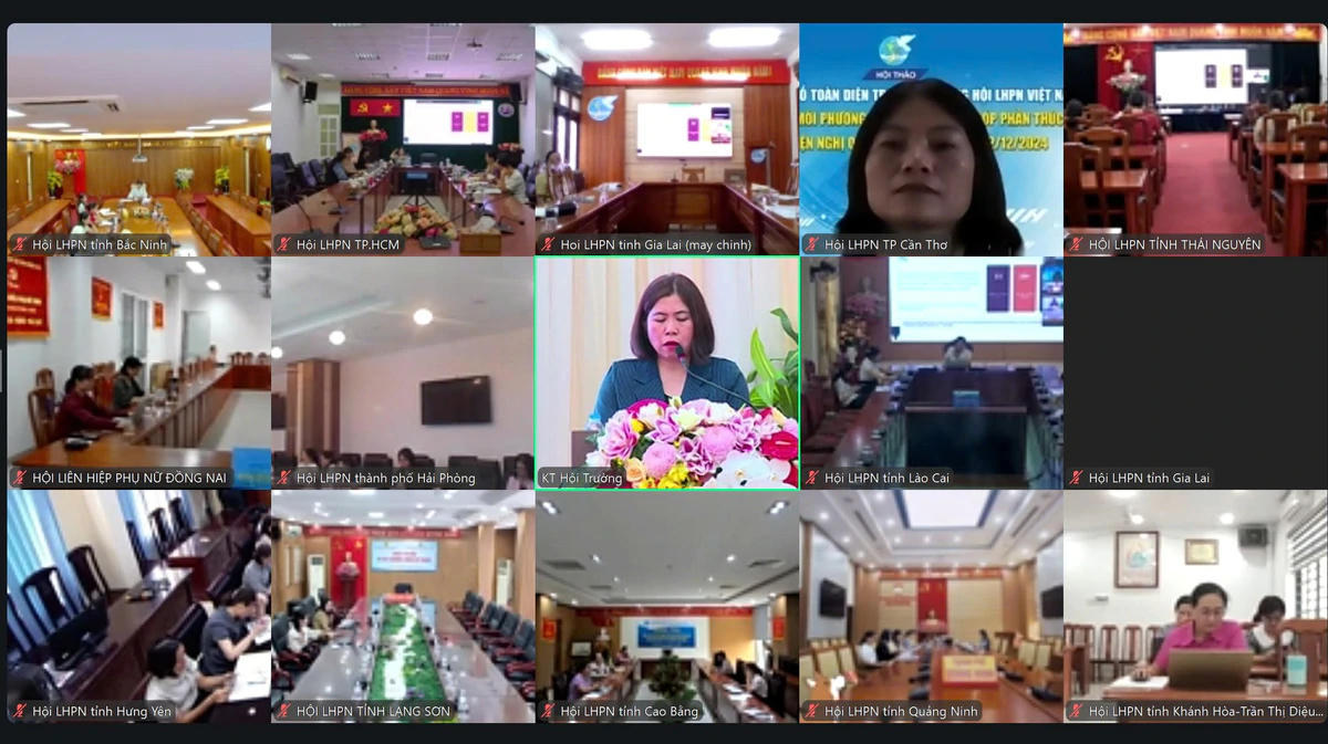 Hội thảo được tổ chức theo hình thức trực tiếp ở điểm cầu Hà Nội; trực tuyến tới gần 100 điểm cầu tại các tỉnh, thành, đơn vị. Ảnh: PV