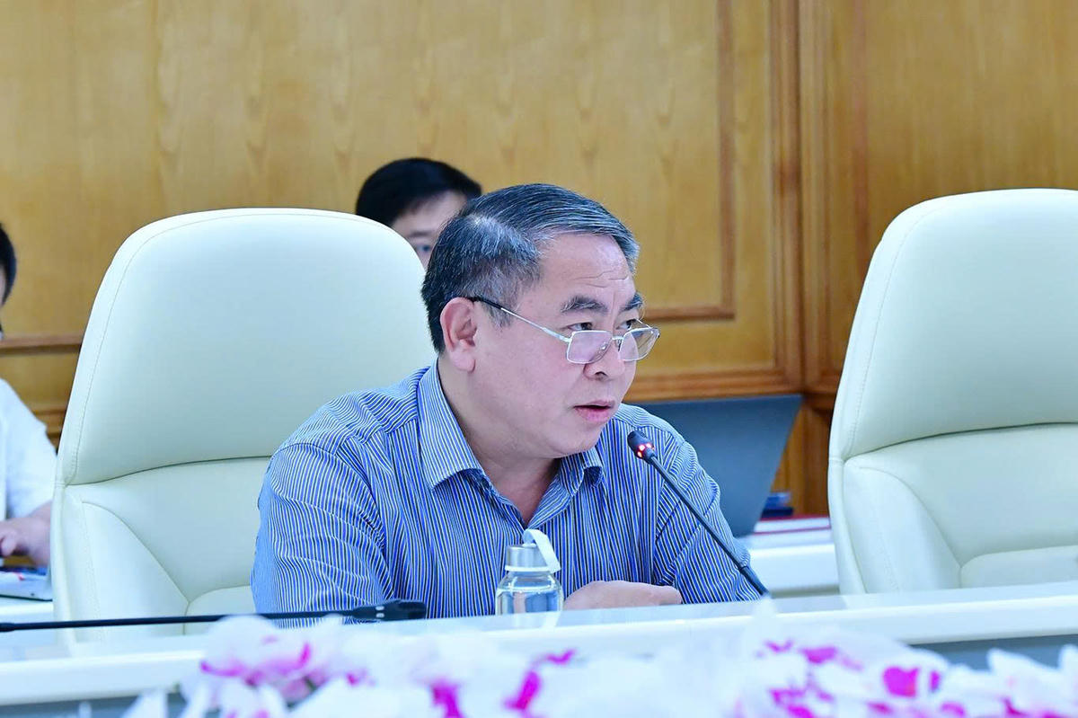 Phó Tổng Kiểm toán nhà nước Trần Minh Khương phát biểu tại cuộc họp. Ảnh: M. Thúy