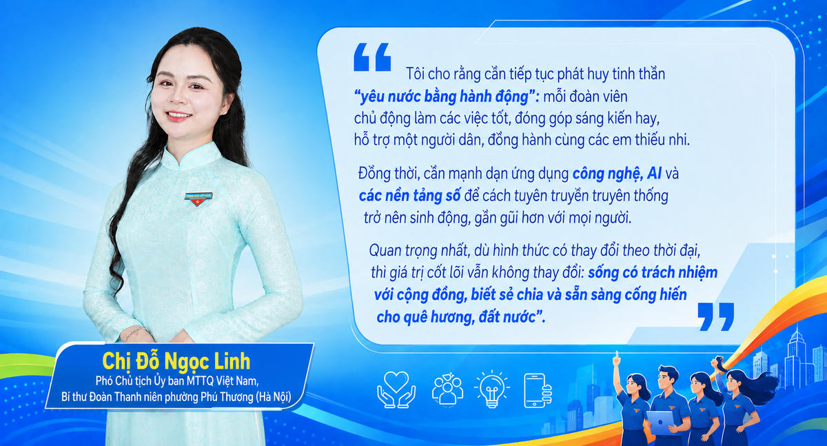 Chị Đỗ Ngọc Linh - Phó Chủ tịch Ủy ban MTTQ Việt Nam, Bí thư Đoàn THanh niên phường Phú Thượng, Hà Nội.