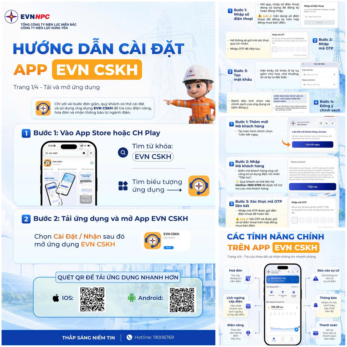 Công ty Điện lực Hưng Yên thiết kế hình ảnh/Infographic để đăng tải và hướng dẫn khách hàng trên các nền tảng số khác