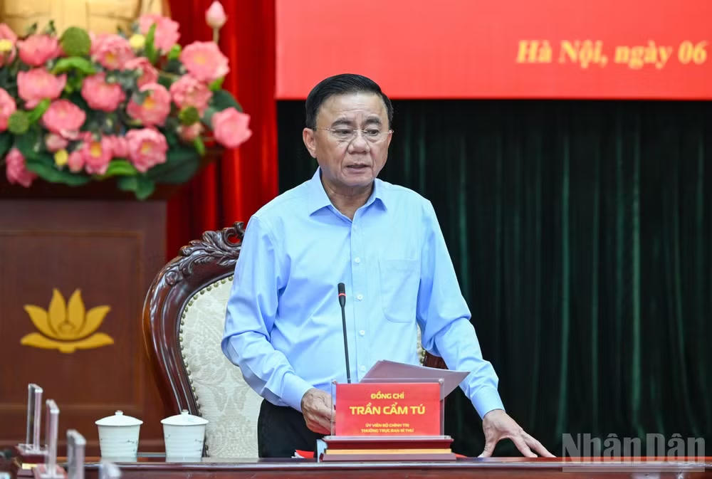 Đồng chí Trần Cẩm Tú, Ủy viên Bộ Chính trị, Thường trực Ban Bí thư. (Ảnh: DUY LINH).