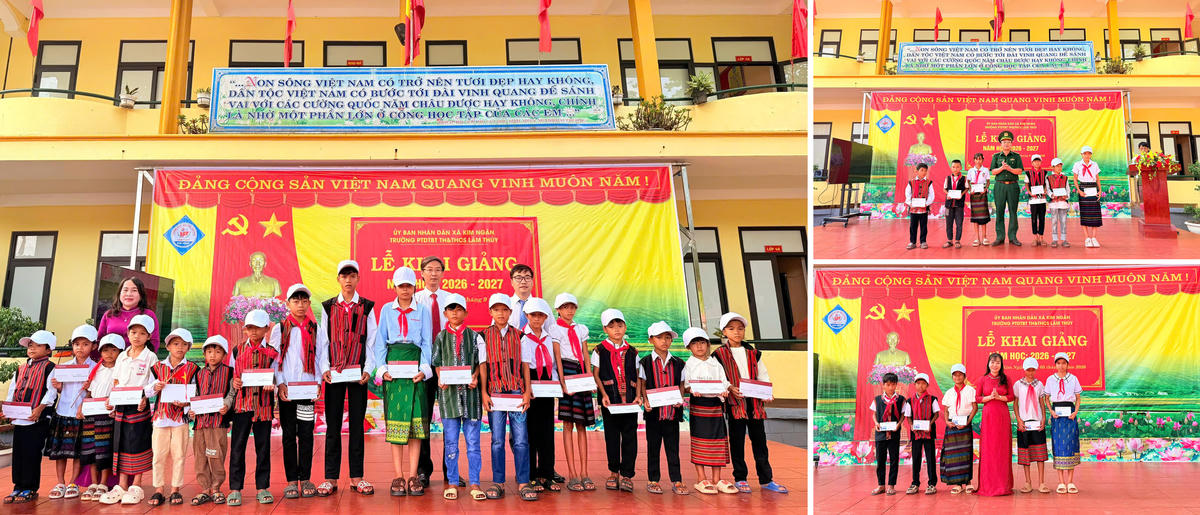 Nhiều phần quà được trao tặng, tiếp thêm động lực để học sinh có hoàn cảnh khó khăn vững bước đến trường trong năm học mới. Ảnh: CK