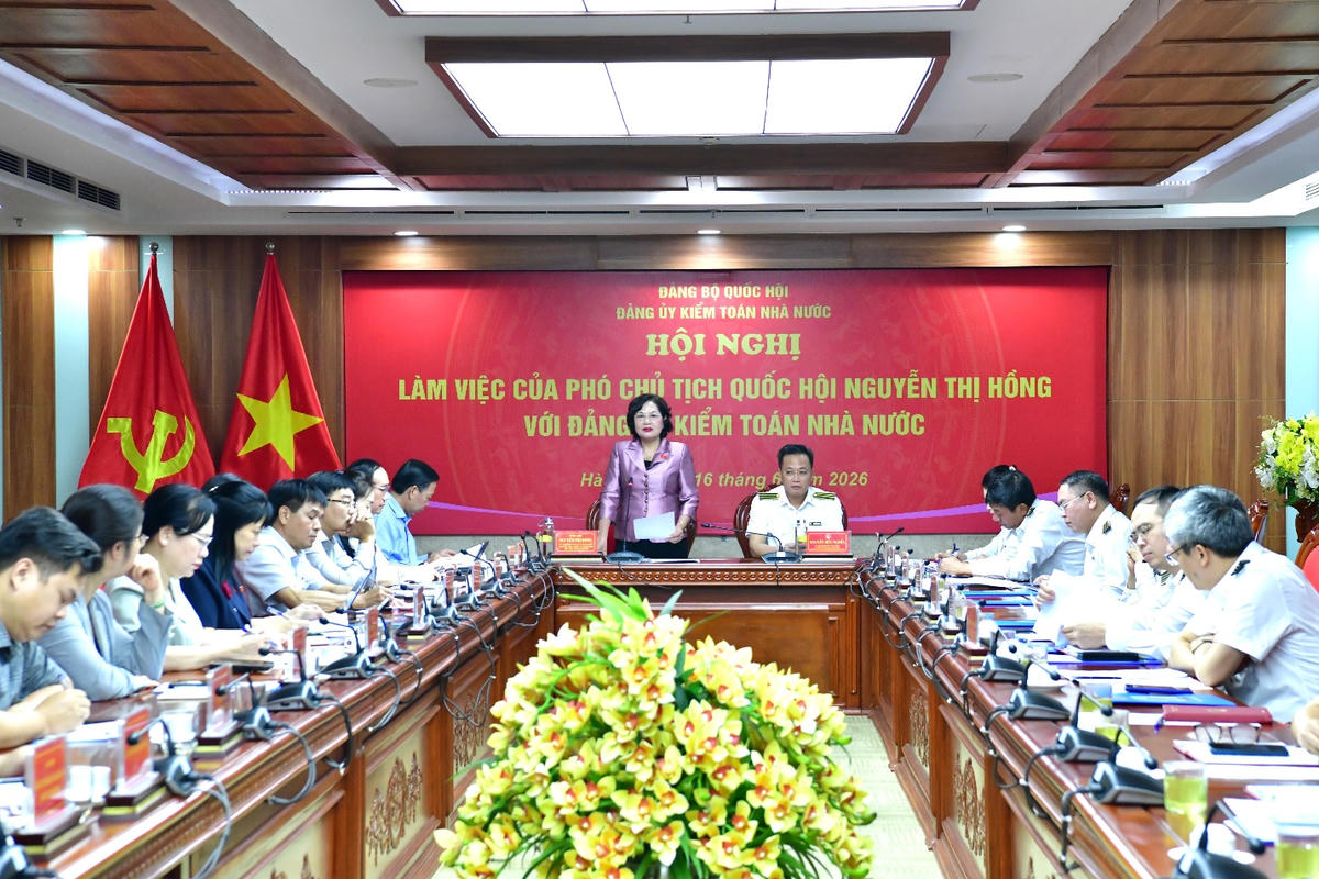 Hội nghị làm việc của Ủy viên Ban Chấp hành Trung ương Đảng, Thường trực Đảng ủy Quốc hội, Phó Chủ tịch Quốc hội Nguyễn Thị Hồng với Đảng ủy Kiểm toán nhà nước. Ảnh: TL