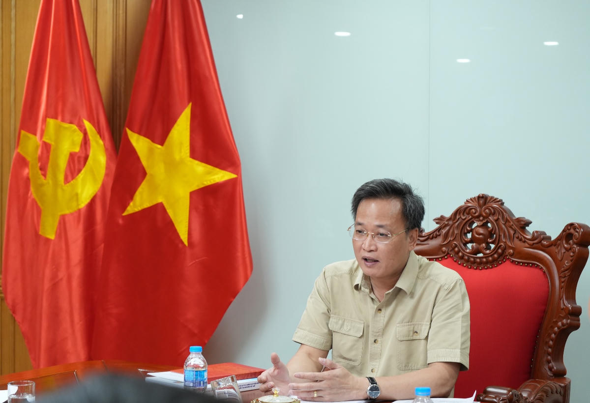 Tổng Kiểm toán nhà nước Nguyễn Hữu Nghĩa phát biểu chỉ đạo, định hướng tại buổi làm việc. Ảnh: H.Thoan