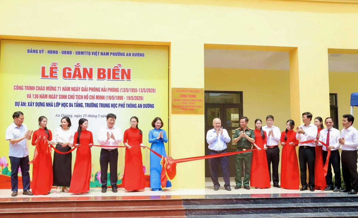 Dự án Xây dựng nhà lớp học 04 tầng Trường THPT An Dương đã hoàn thành, đưa vào sử dụng. Ảnh: ĐT. 