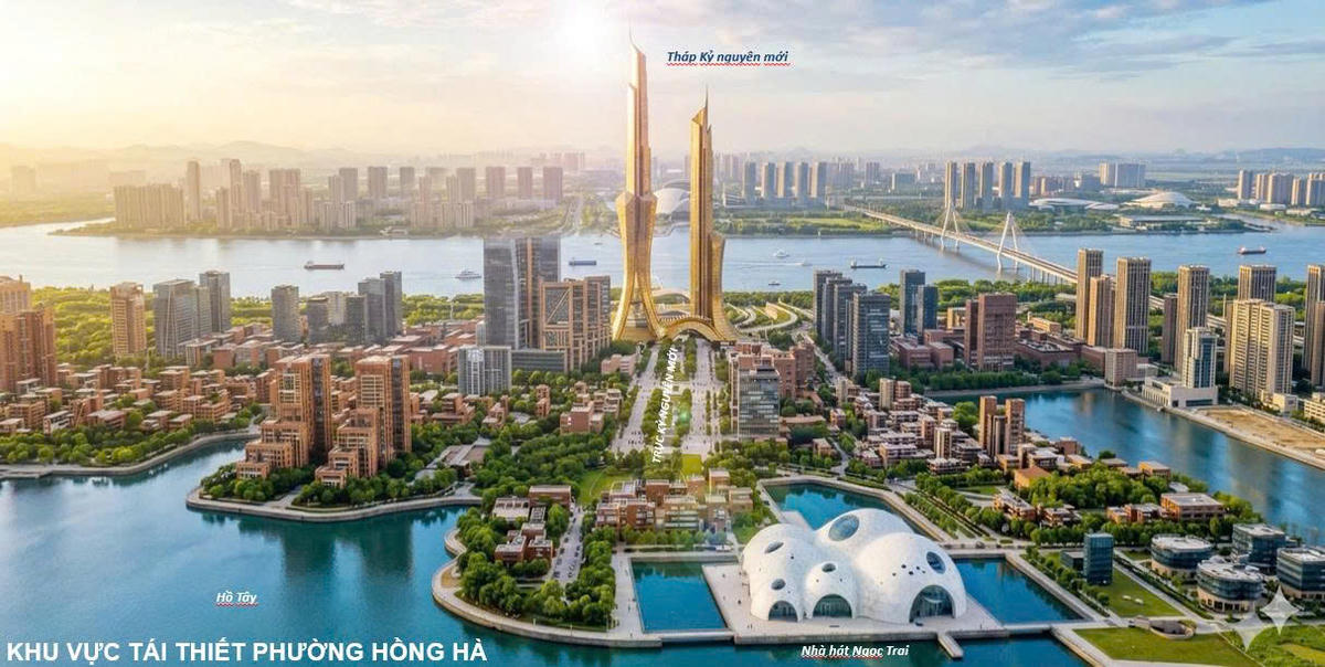 Phối cảnh khu vực tái thiết phường Hồng Hà, thành phố Hà Nội.