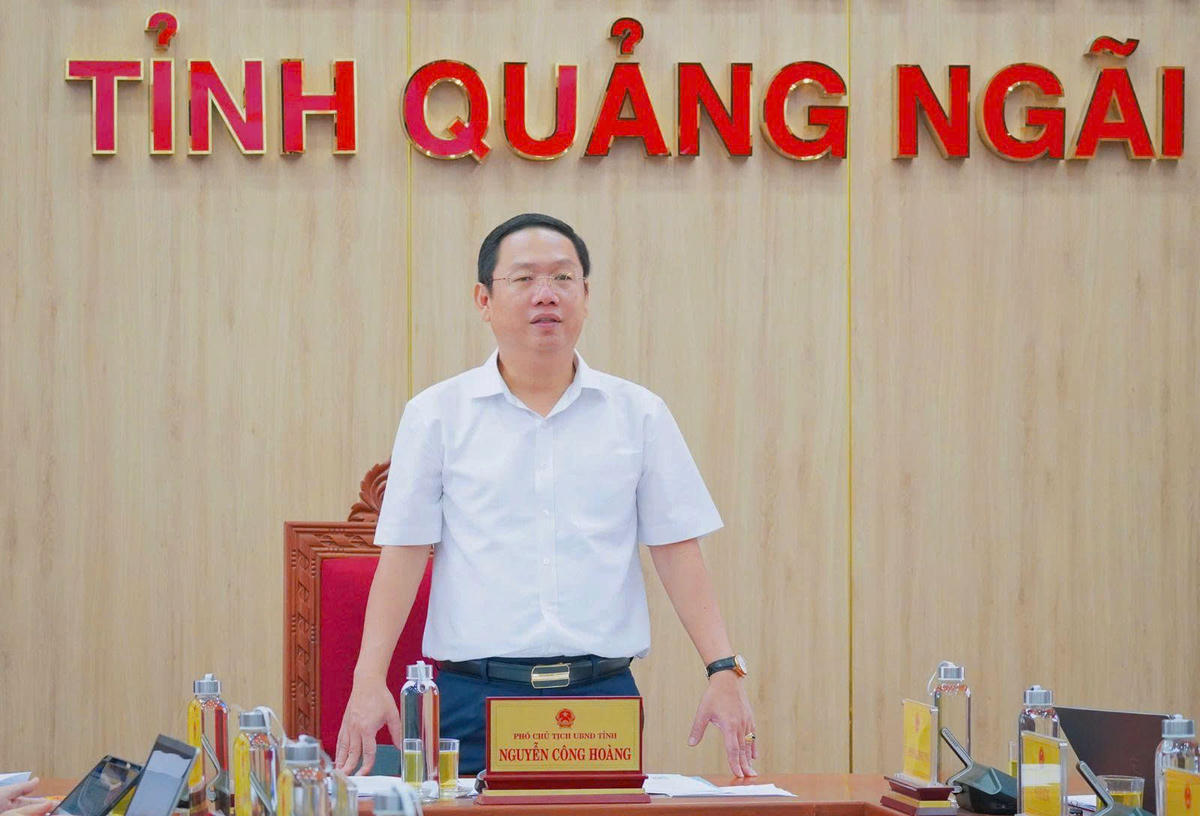 Ông Nguyễn Công Hoàng, Phó Chủ tịch UBND tỉnh Quảng Ngãi phát biểu tại buổi làm việc. Ảnh: BT.